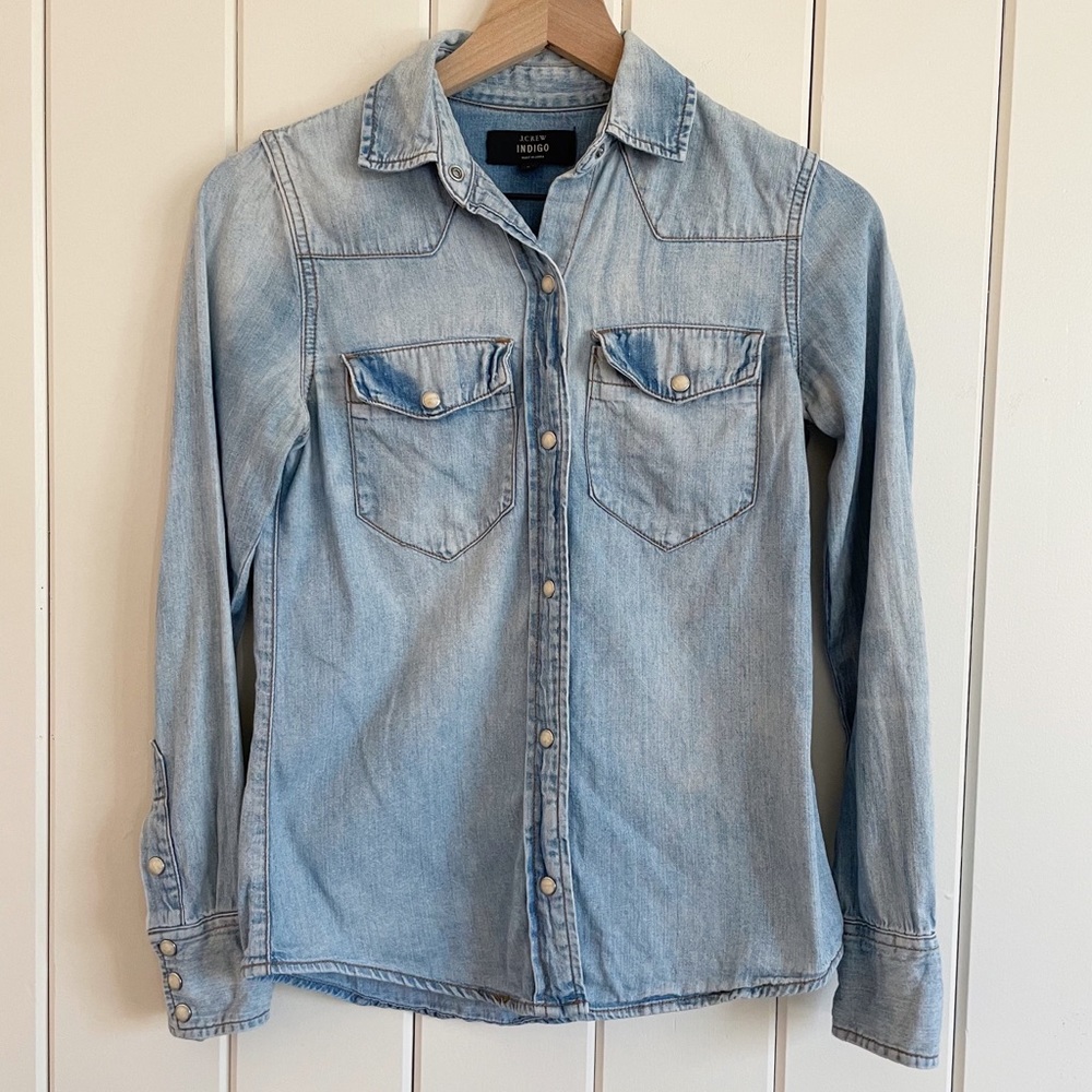 J Crew Indigo Western Style Denim Shirt